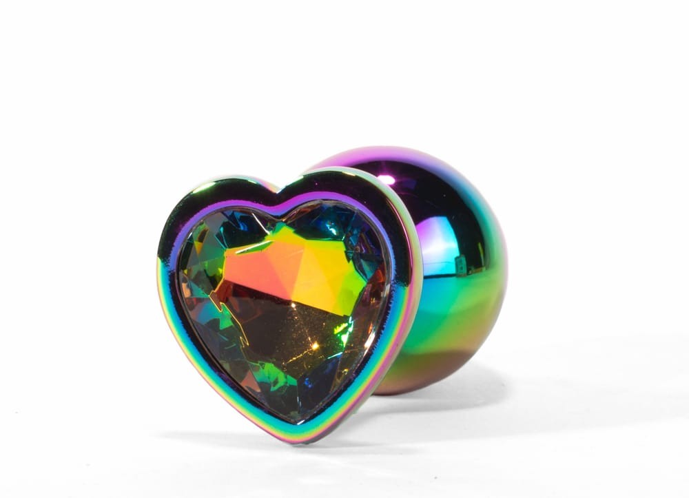 Metal plug rainbow heart S